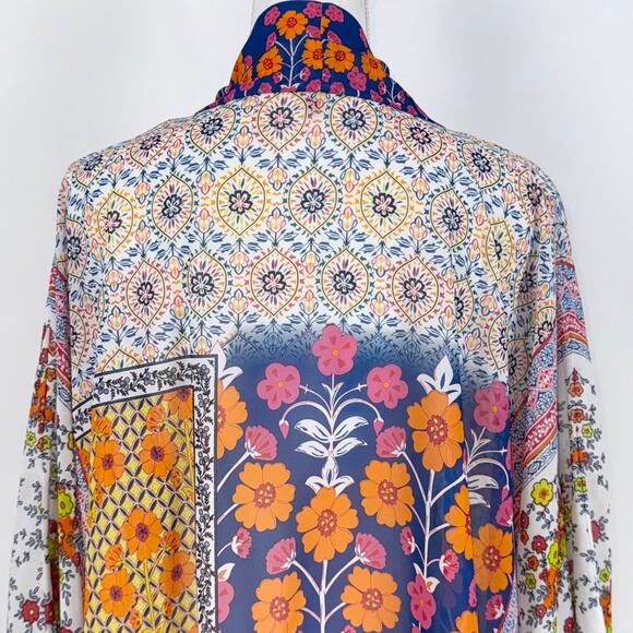 Rachel Zoe Women's Chiffon Mixed Media Bohemian Kimono Wrap Oversized - Picture 9 of 12